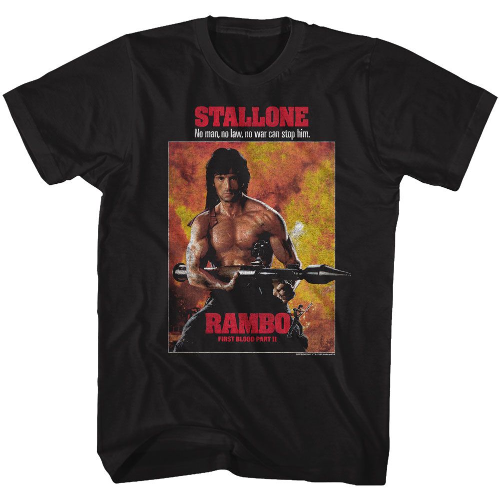 Black Rambo t-shirt featuring a Part II design