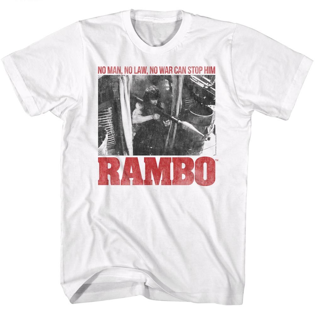 White Rambo t-shirt featuring a No One design
