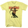 Yellow Heather Rambo t-shirt featuring a Rambow design