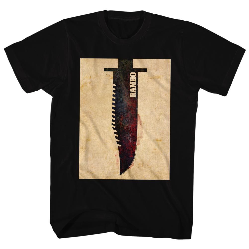 Black Rambo t-shirt featuring a Rambo knife design