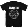 Black Rambo t-shirt featuring a Rambones design