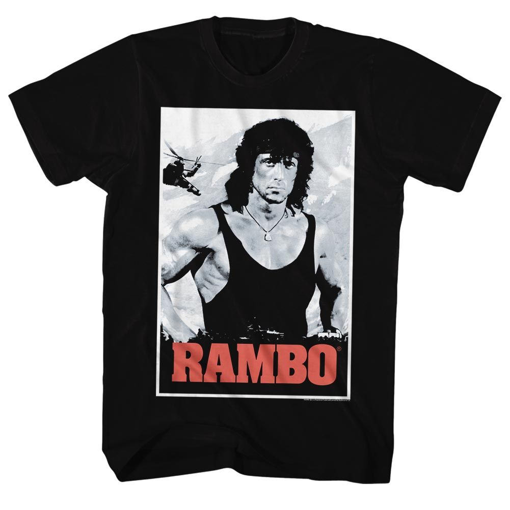 Black Rambo t-shirt featuring a Rambo design