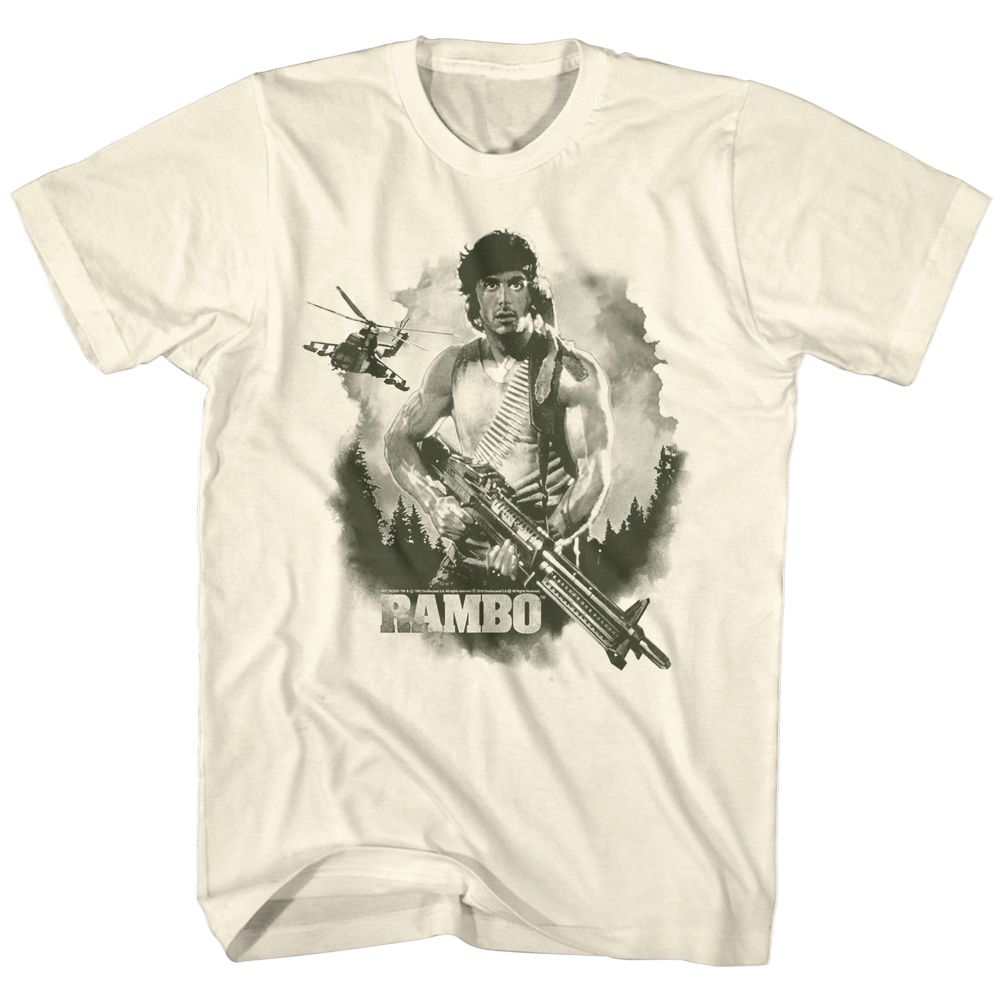Natural Rambo t-shirt featuring a Rambo Watercolor design