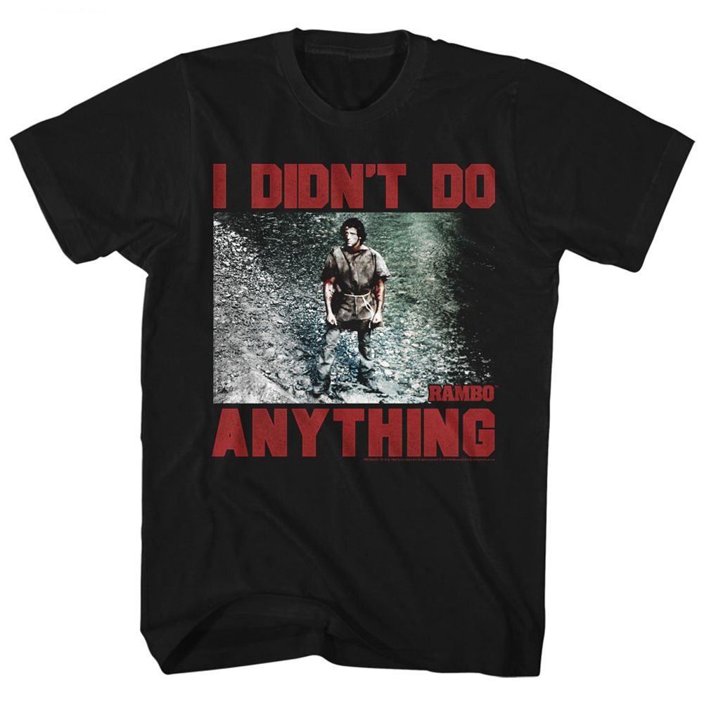 Black Rambo t-shirt featuring a Didn't Do design