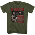 Military Green Rambo t-shirt featuring a Become War design
