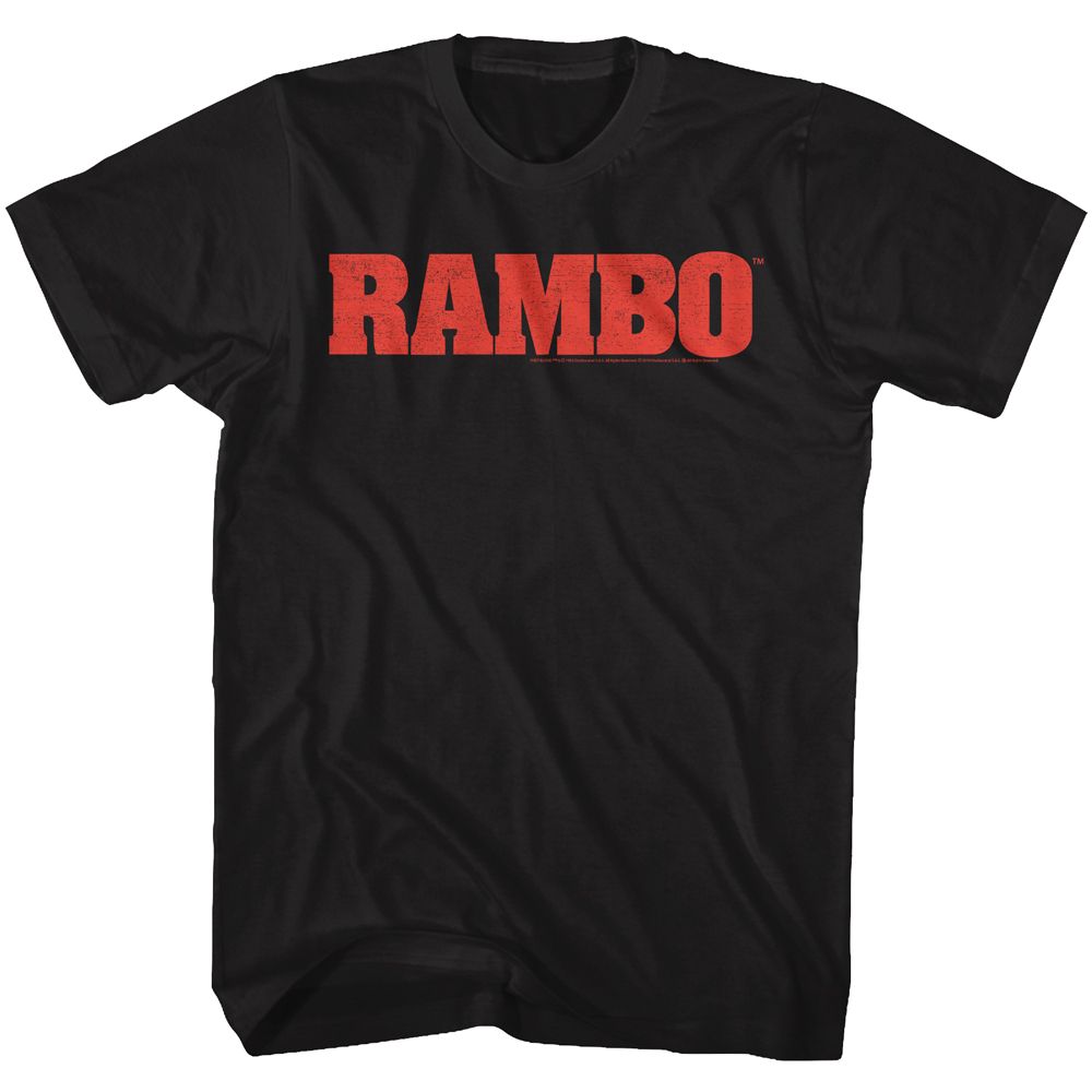 Black Rambo t-shirt featuring a Rambo logo design