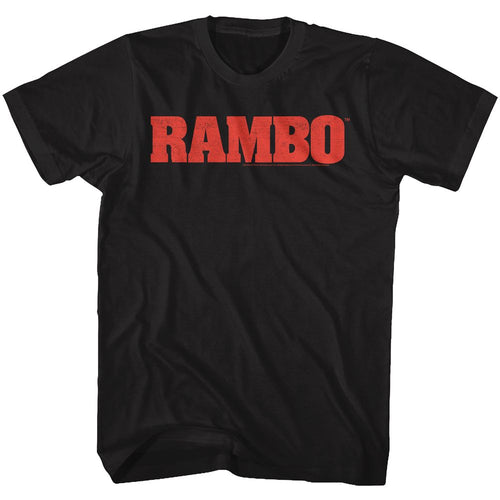 Black Rambo t-shirt featuring a Rambo logo design