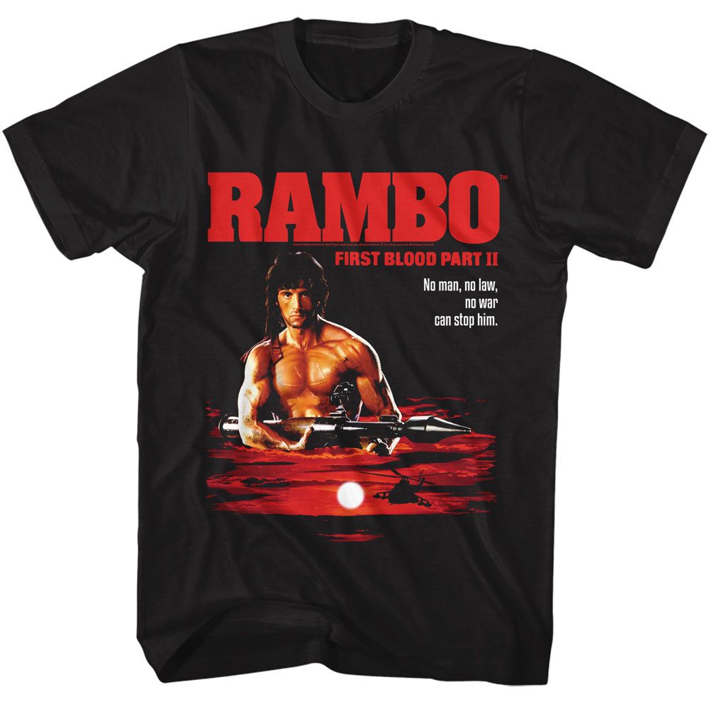 Black Rambo t-shirt featuring a Can't Stop Him design