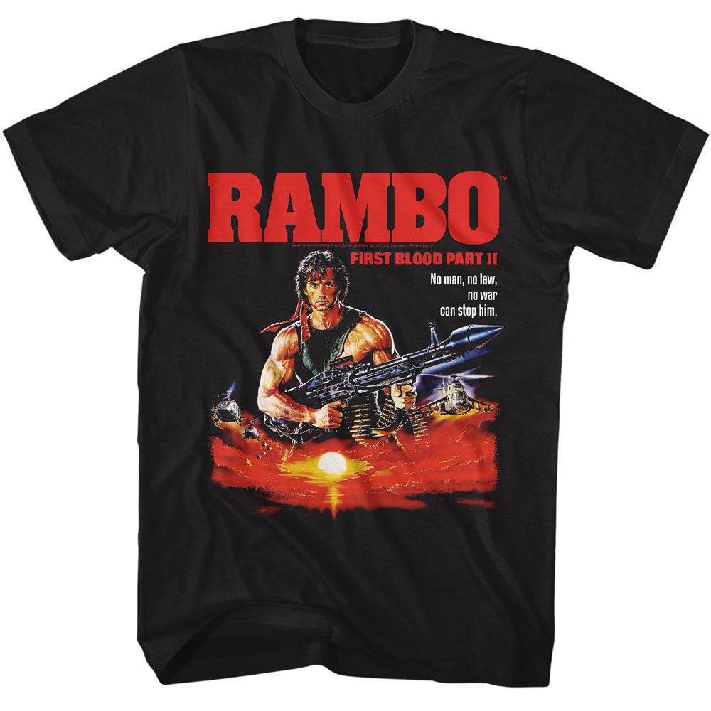 Black Rambo t-shirt featuring a No Man No Law design