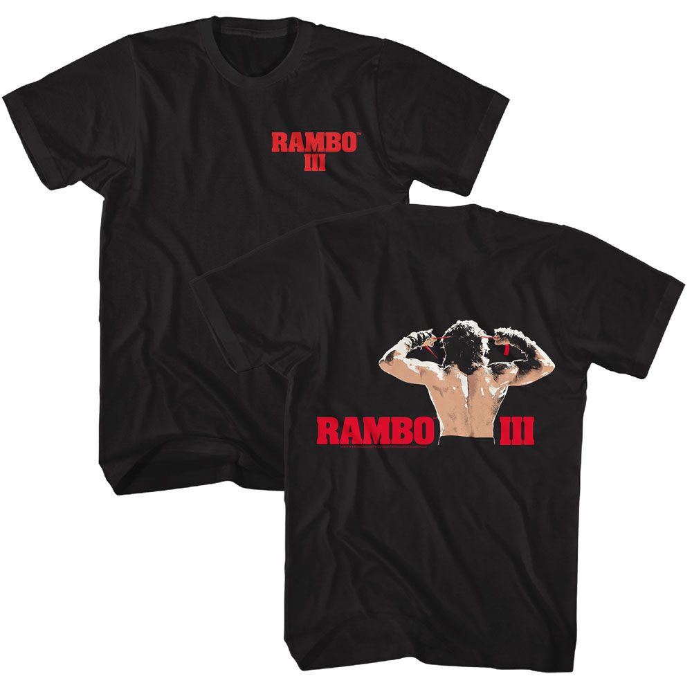 Black Rambo t-shirt featuring a Rambo Bandana design