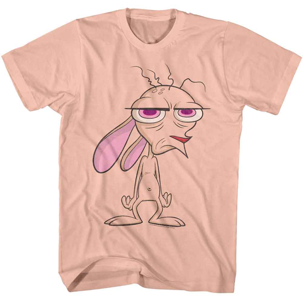 Peach Ren and Stimpy t-shirt featuring a Big Ren design