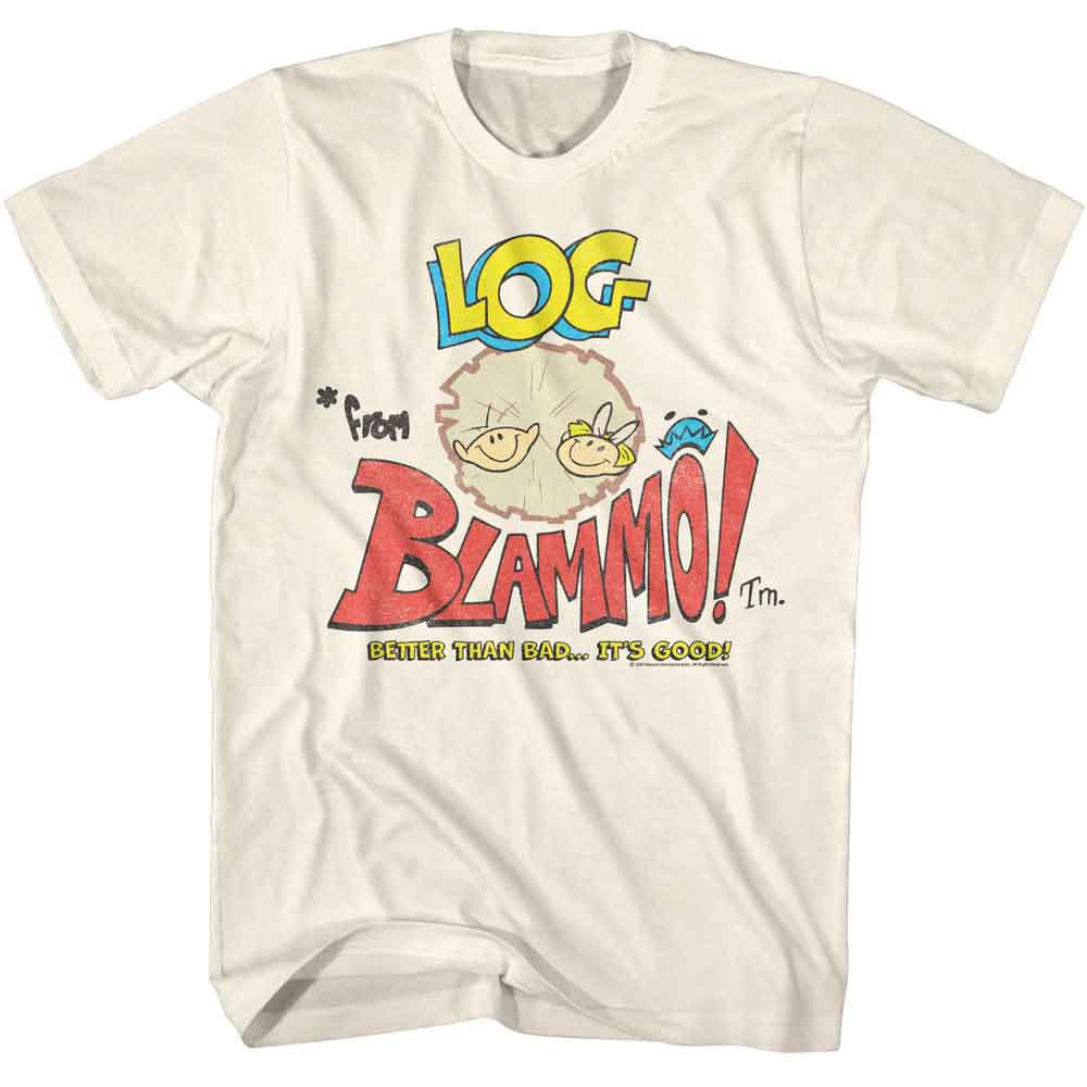 Natural Ren and Stimpy t-shirt featuring a Log ad design