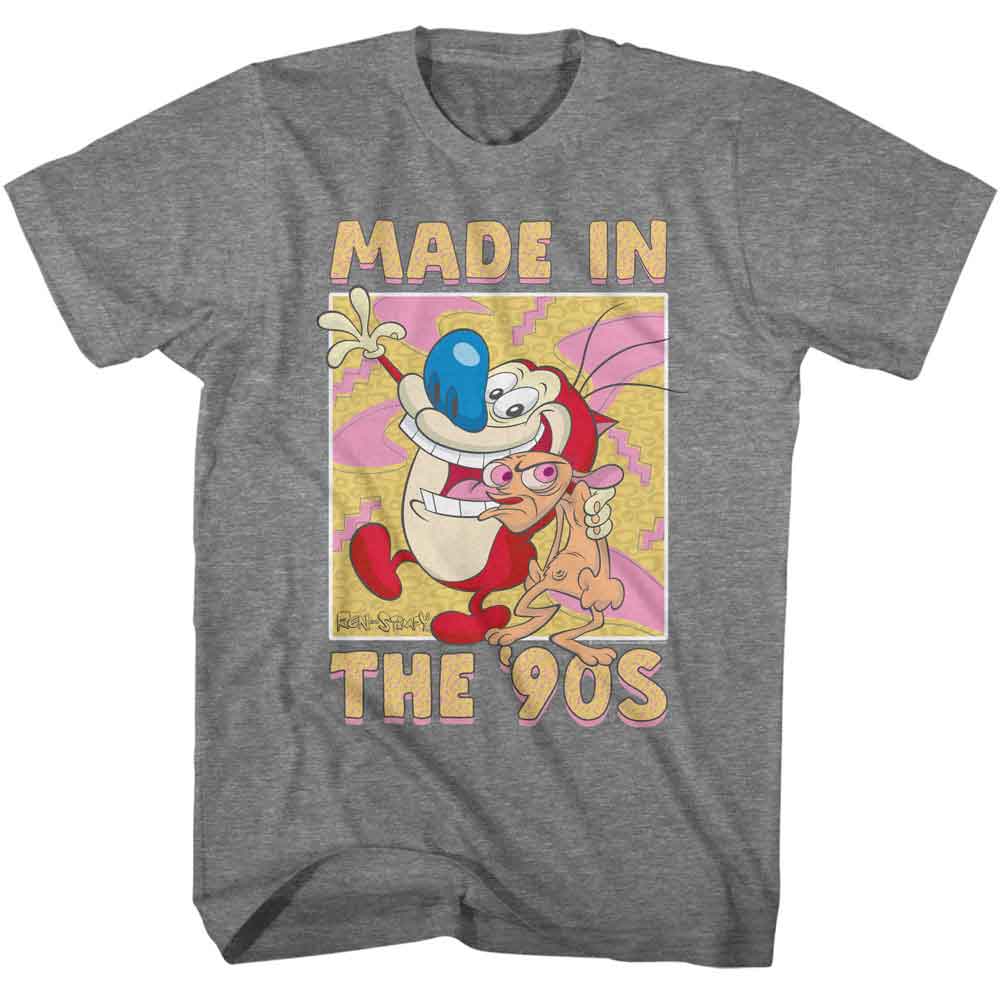 Graphite Heather Ren and Stimpy t-shirt featuring a Made in the 90s design
