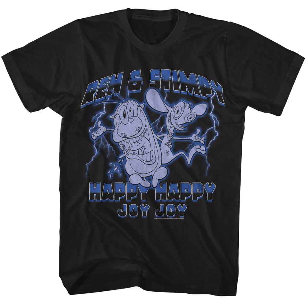 Black Ren and Stimpy t-shirt featuring a Ren and Stimpy Lightning design