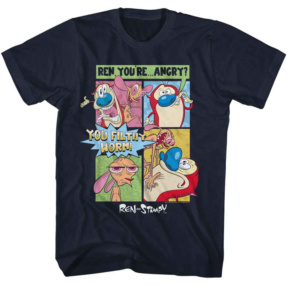 Navy Ren and Stimpy t-shirt featuring a Ren and Stimpy comic design