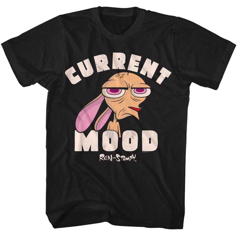 Black Ren and Stimpy t-shirt featuring a Current Mood design