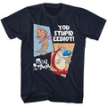 Navy Ren and Stimpy t-shirt featuring a Ren and Stimpy Two Shapes design