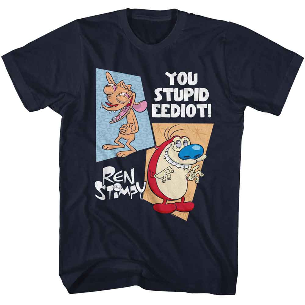 Navy Ren and Stimpy t-shirt featuring a Ren and Stimpy Two Shapes design