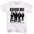 White Reservoir Dogs t-shirt featuring a One Perfect Crime design