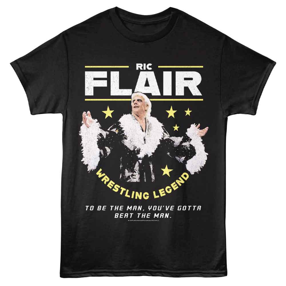 Black Ric Flair t-shirt featuring a To Be the Man design