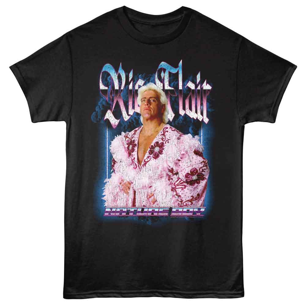 Black Ric Flair t-shirt featuring a Neon Nature Boy design