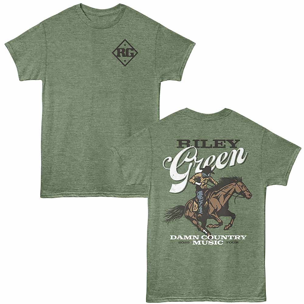 Military green heather Riley Green t-shirt featuring a Cowboy design