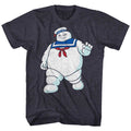 Navy Heather The Real Ghostbusters t-shirt featuring a Mr. Stay Puft design