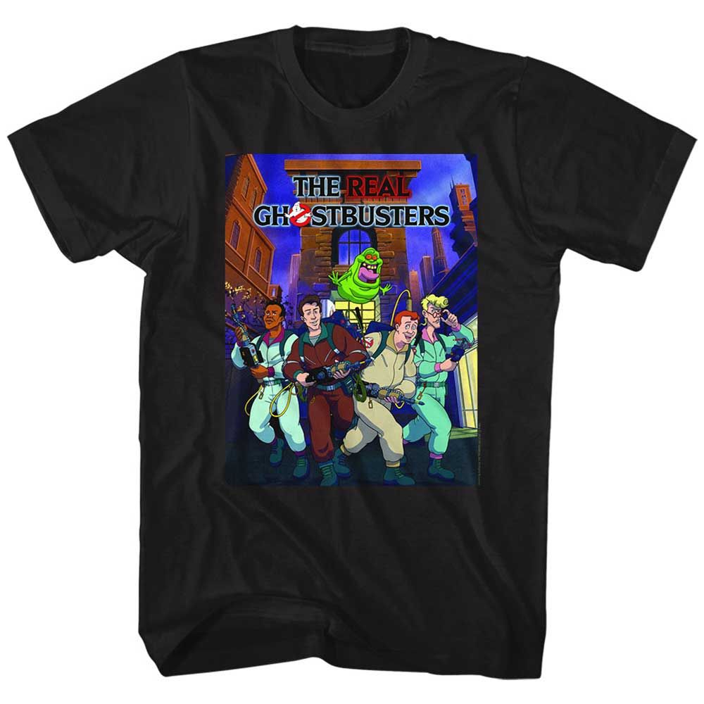Black The Real Ghostbusters t-shirt featuring a The Real Ghostbusters Poster-Ish design