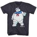 Navy Heather The Real Ghostbusters t-shirt featuring a The Real Ghostbusters Mr Stay Puft 2 design
