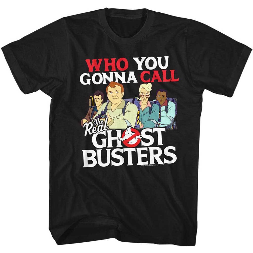 Black The Real Ghostbusters t-shirt featuring a The Real Ghostbusters Call Em design