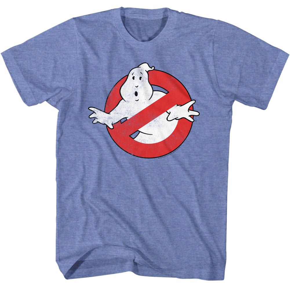 Light Blue Heather The Real Ghostbusters t-shirt featuring a Ghostbusters logo design