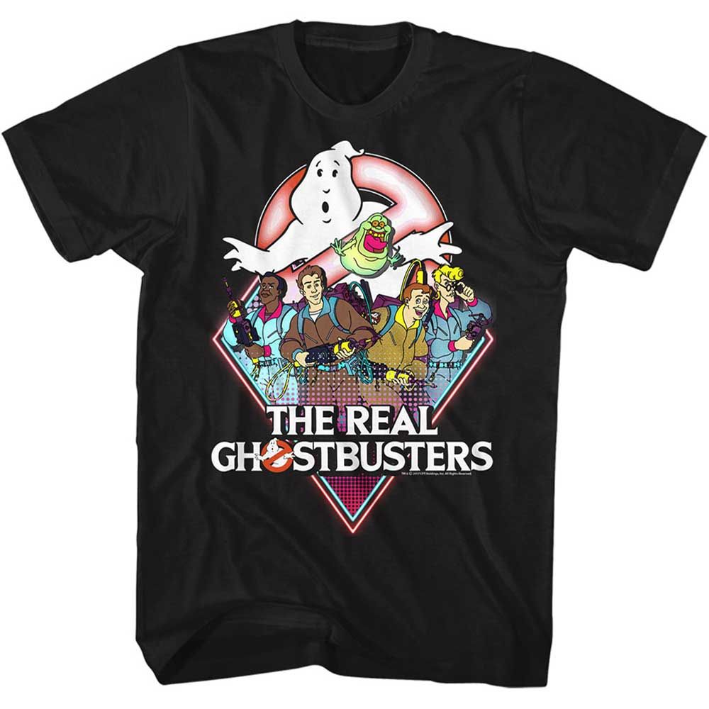 Black The Real Ghostbusters t-shirt featuring a The Real Ghostbusters Realgb design