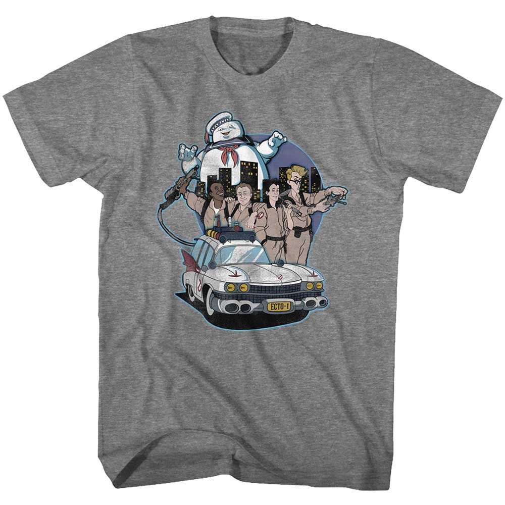 Graphite Heather The Real Ghostbusters t-shirt featuring a The Real Ghostbusters Bustin Buddies design