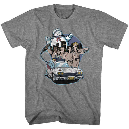 Graphite Heather The Real Ghostbusters t-shirt featuring a The Real Ghostbusters Bustin Buddies design