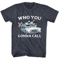 Navy Heather The Real Ghostbusters t-shirt featuring a Who You Gonna Call design