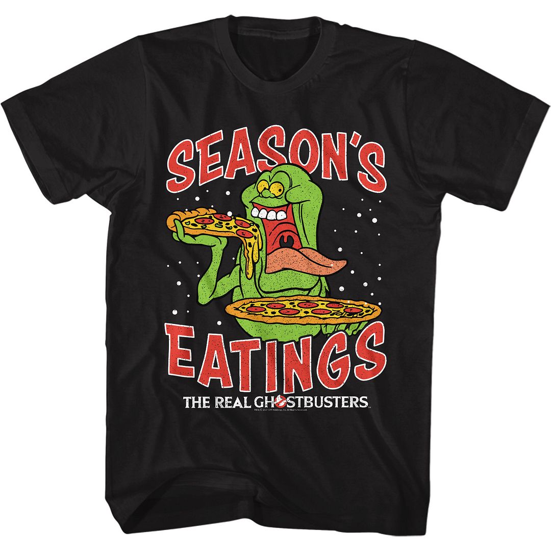 Black The Real Ghostbusters t-shirt featuring a Seasons Eatings design