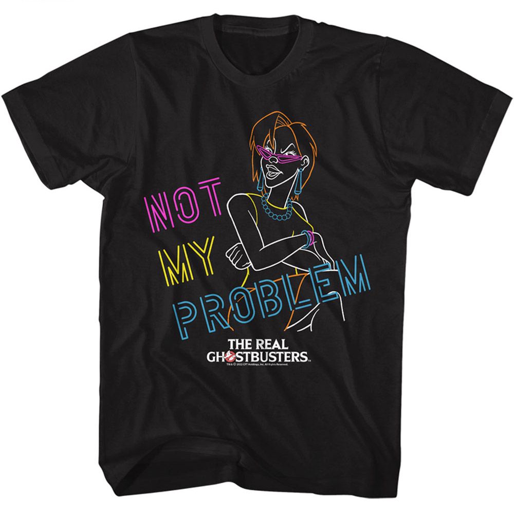 Black The Real Ghostbusters t-shirt featuring a The Real Ghostbusters Rgb Not My Problem design