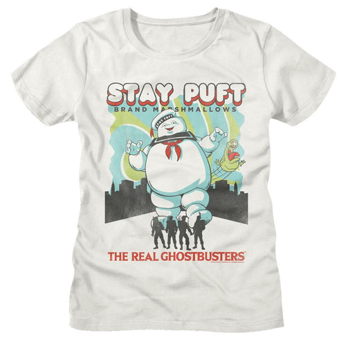The Real Ghostbusters Ladies T-Shirt - Rgb Stay Puft and Busters