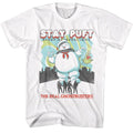 White The Real Ghostbusters t-shirt featuring a The Real Ghostbusters Rgb Stay Puft and Busters design
