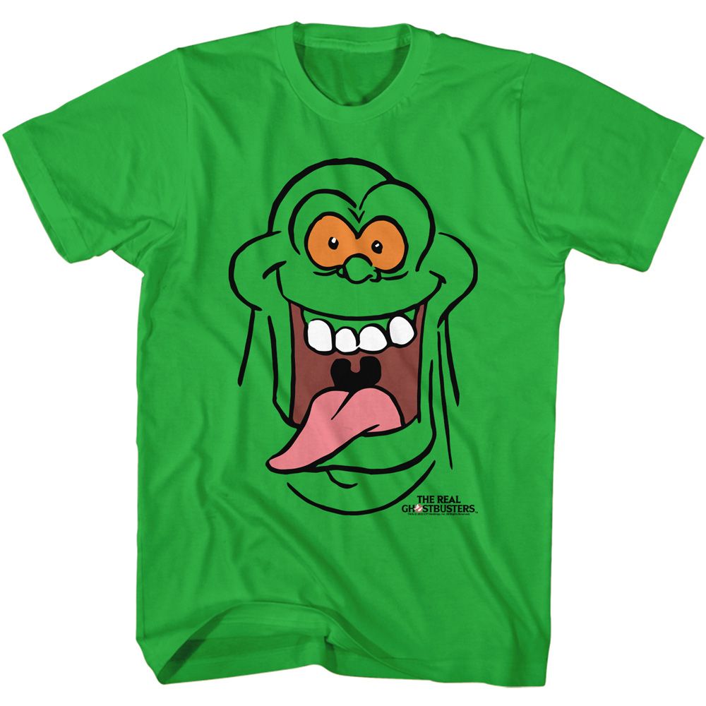 Kelly Green The Real Ghostbusters t-shirt featuring a The Real Ghostbusters Rgb Slimer Face design