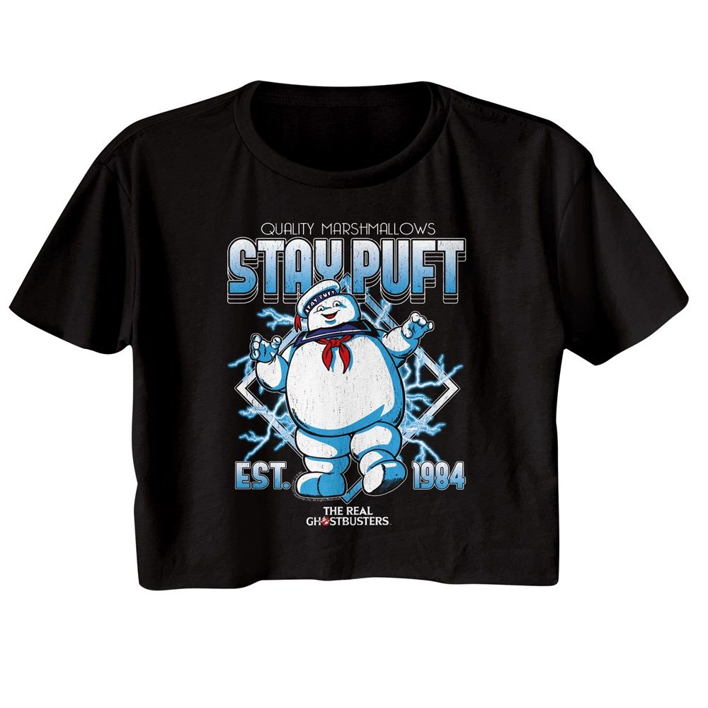 The Real Ghostbusters Ladies Crop Top - Rgb Stay Puft Electricity