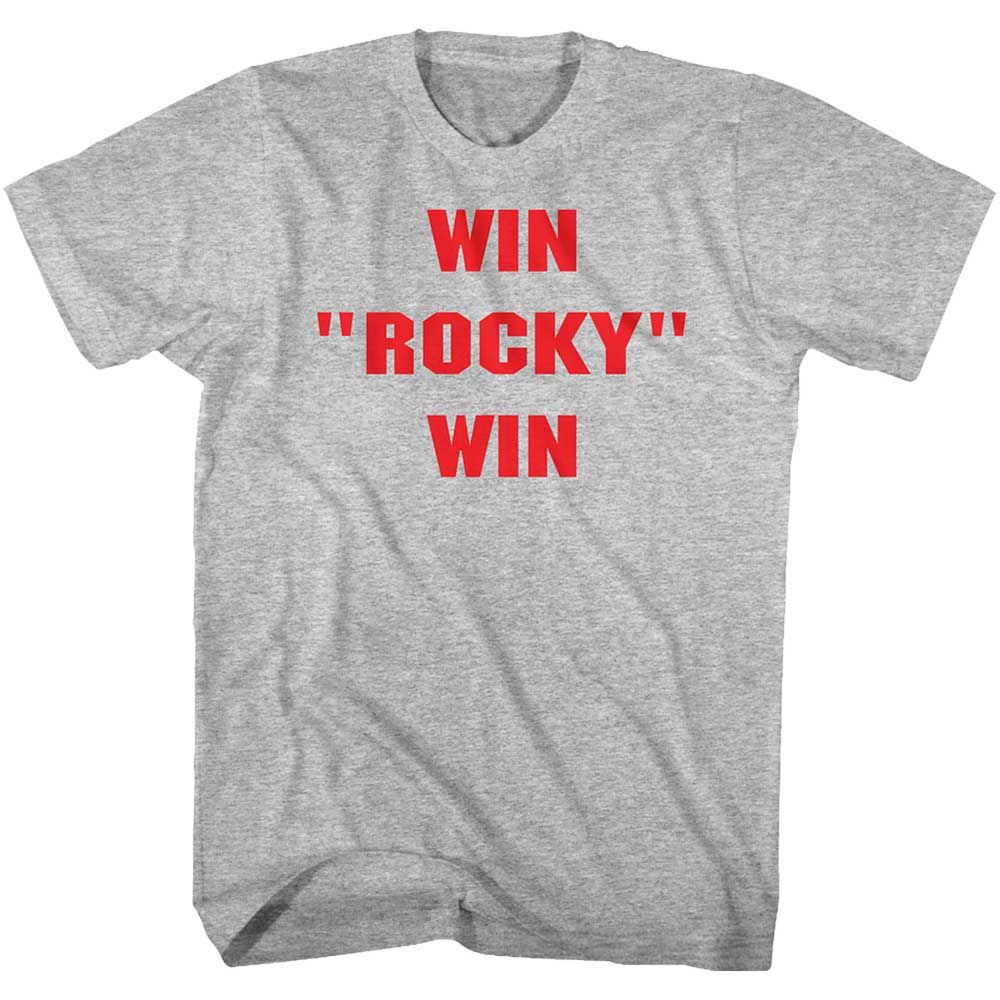 Gray Heather Rocky t-shirt featuring a Rocky Win design