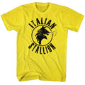 Yellow Rocky t-shirt featuring an Italian Stallion design