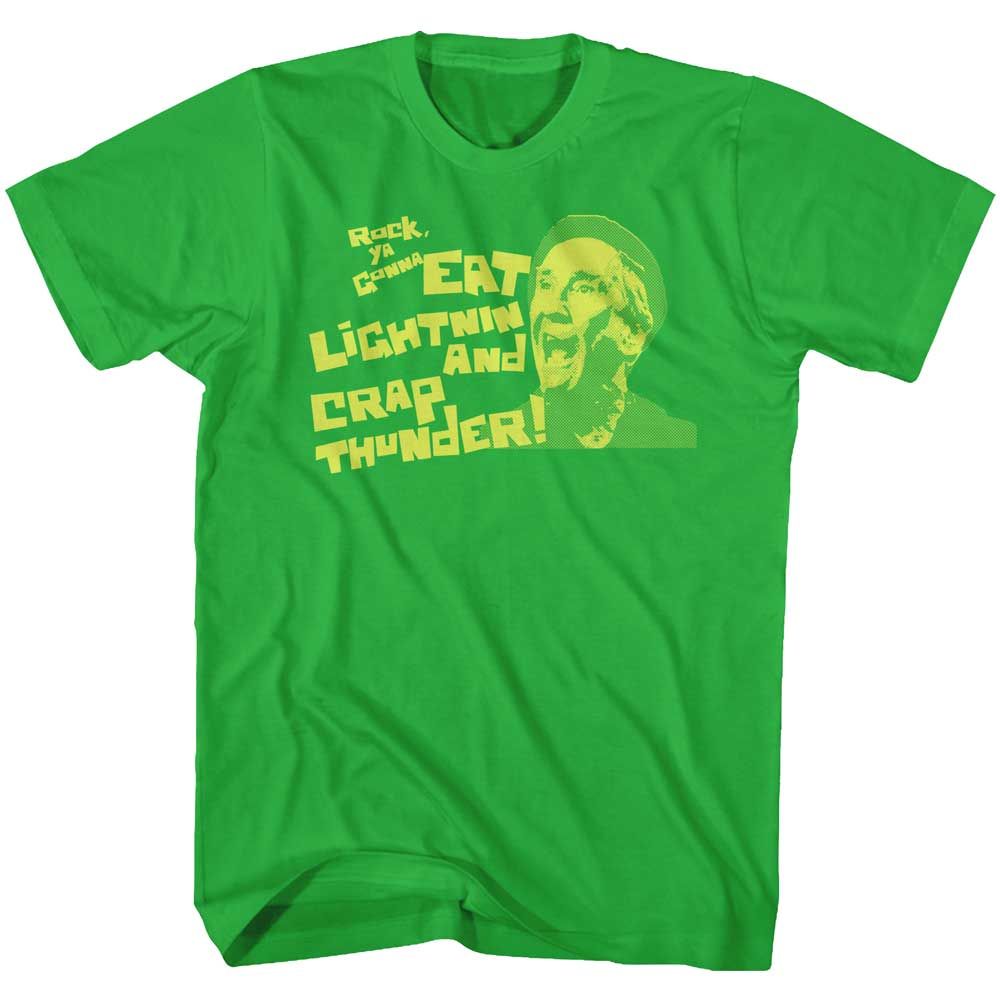 Kelly Green Rocky t-shirt featuring a Rocky Eat Lightning design