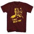 Maroon Rocky t-shirt featuring a Rocky Break You design