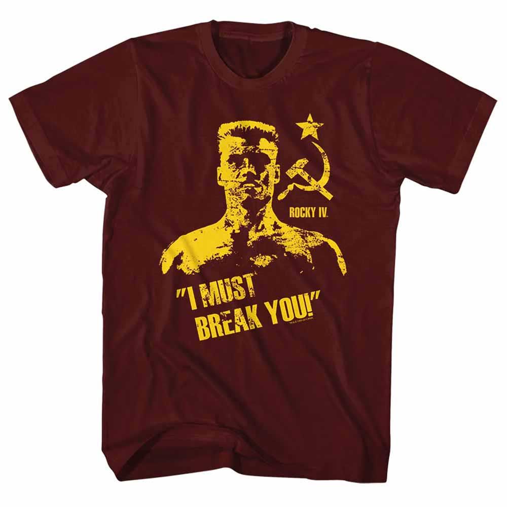 Maroon Rocky t-shirt featuring a Rocky Break You design