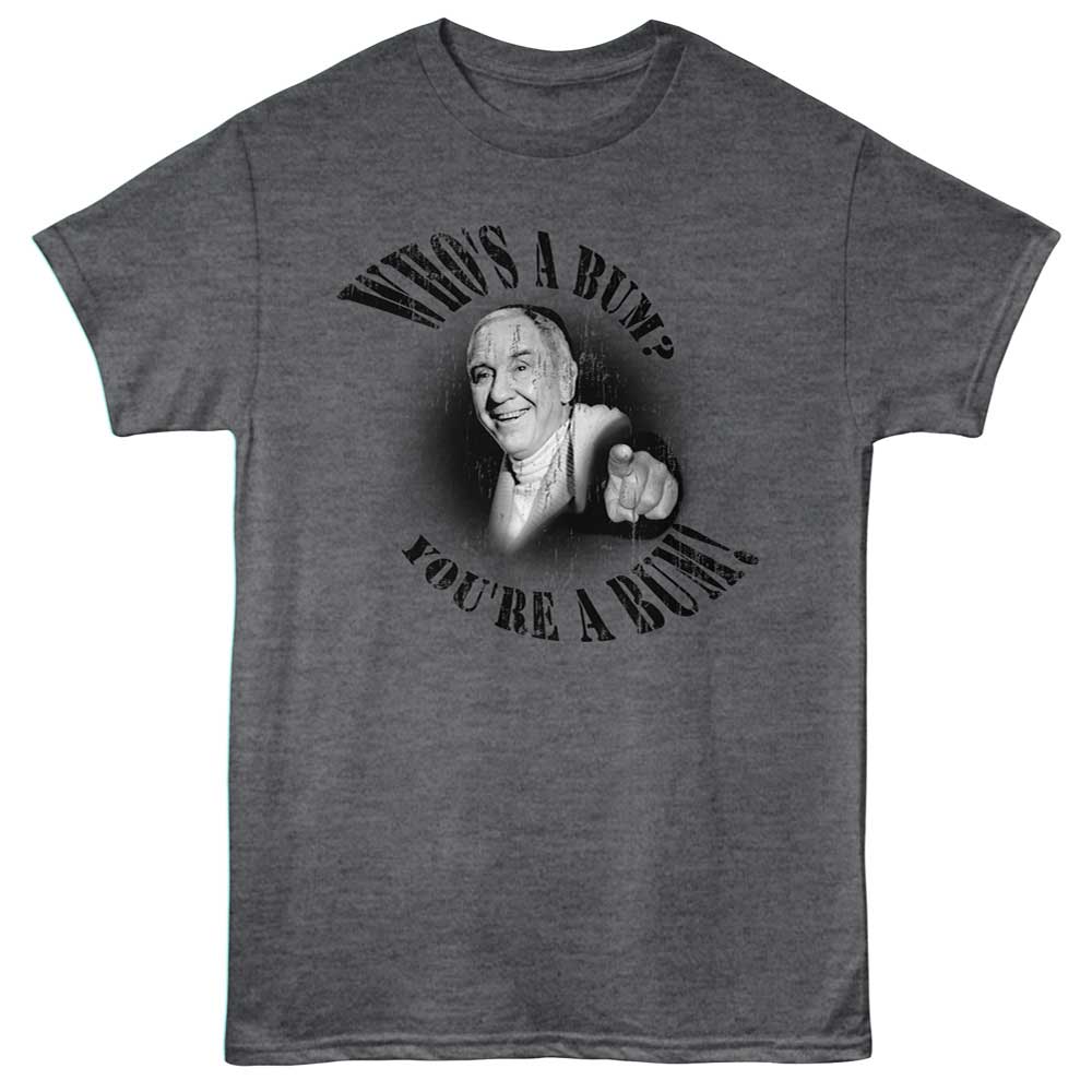 Heather Charcoal Rocky t-shirt featuring a Rocky Rocky Whos a Bum design