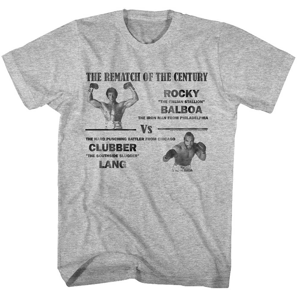 Gray Heather Rocky t-shirt featuring a Rocky Match of the Century design
