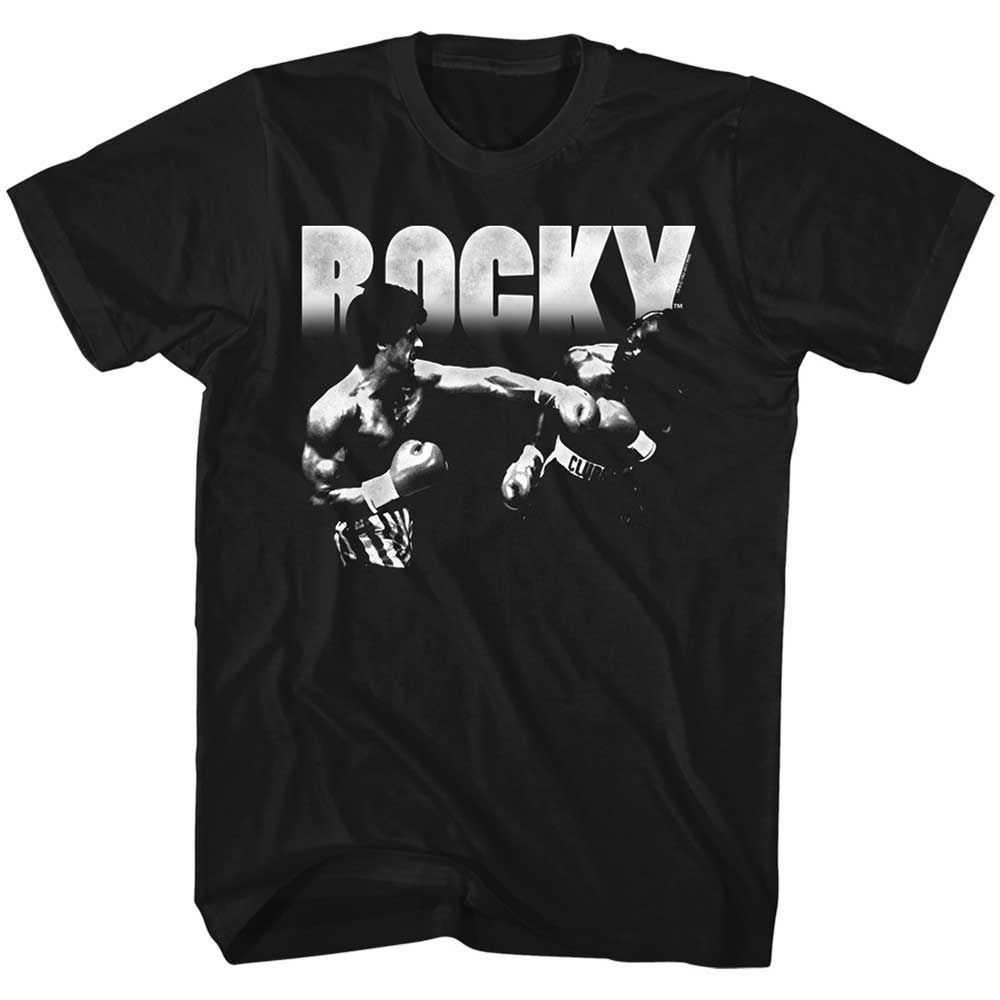 Black Rocky t-shirt featuring a Rocky Knockout design