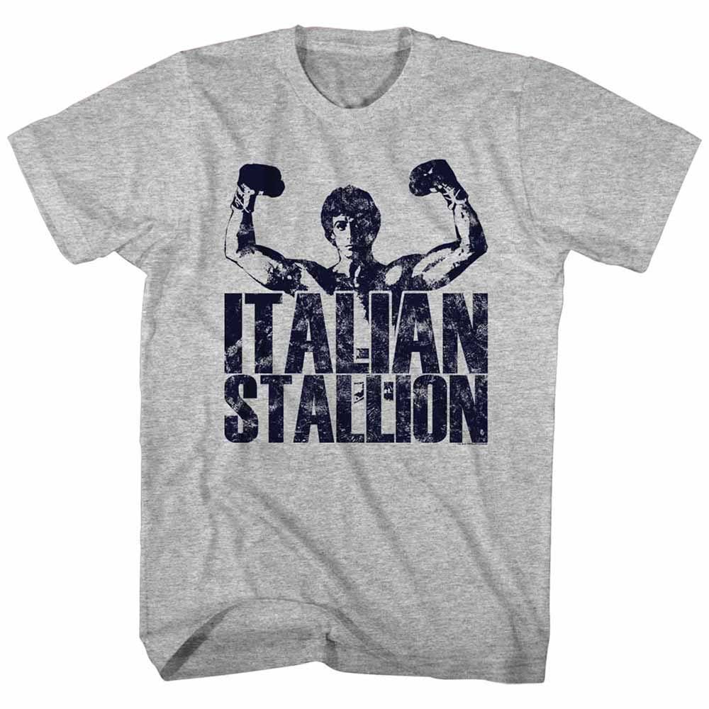 Gray Heather Rocky t-shirt featuring a Rocky Classic Stallion design